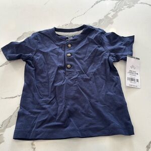 Carters navy blue button Henley tee shirt 12m nwt